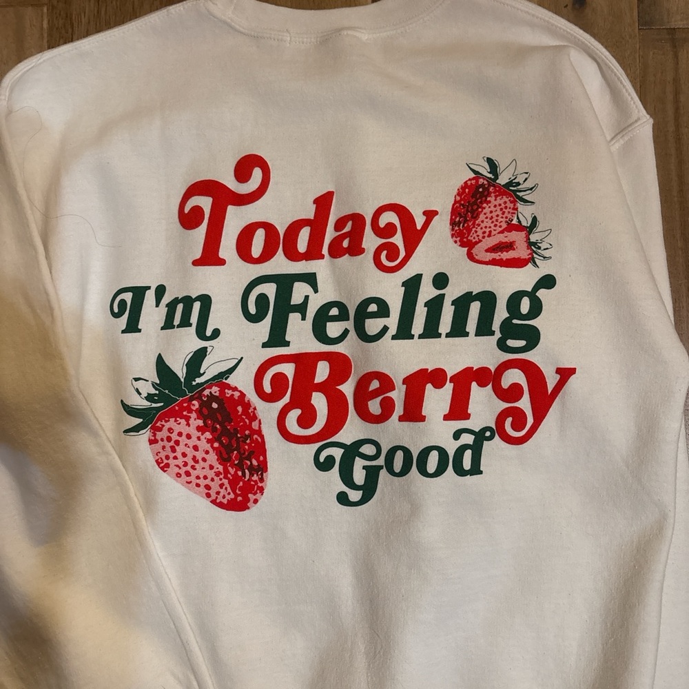 Altar'd State Cream Sweatshirt with Strawberry Design